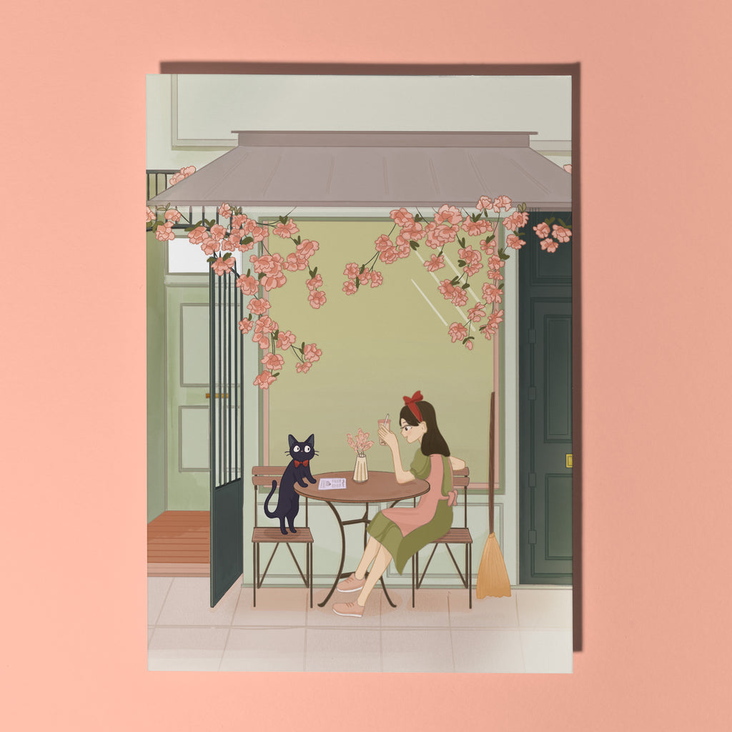 Kiki and Jiji Take a Delivery Break Mini Print